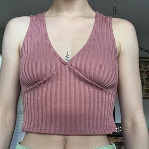 Women's Ribbed Pink Tank Top